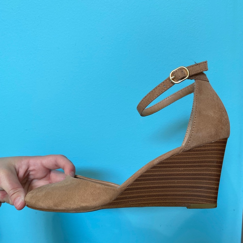 Nude Faux Suede Wedge